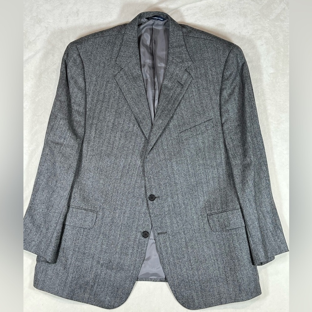 Coppley Classic 48R Herringbone 2 Button 100% Wool Vented Blazer Sport Coat S4
